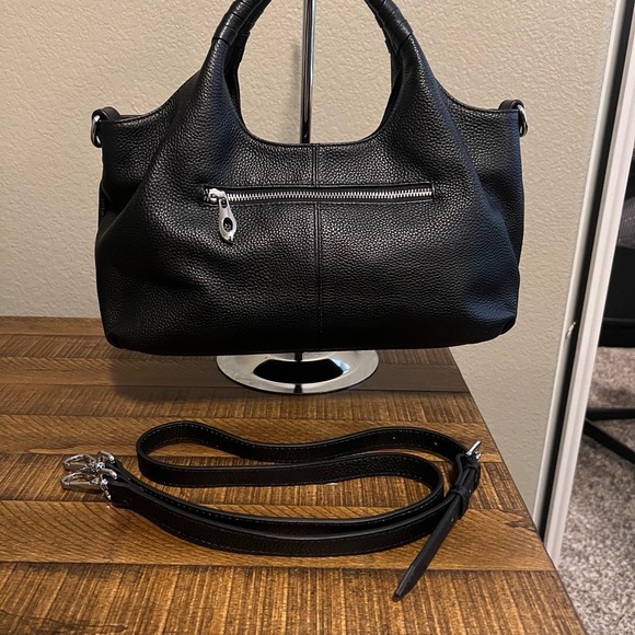 Iswee Genuine Leather Cross Body Hobo Medium Size Black -NWOT - Picture 5 of 12